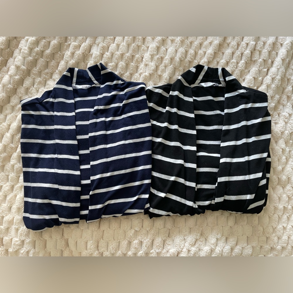 Navy and White and Black and White Striped Cardigans XL